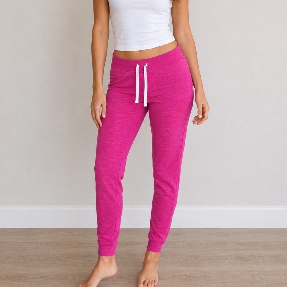 J.Crew Womens XS Pink Knit Joggers Drawstring Sweatpants Tapered Loungewear